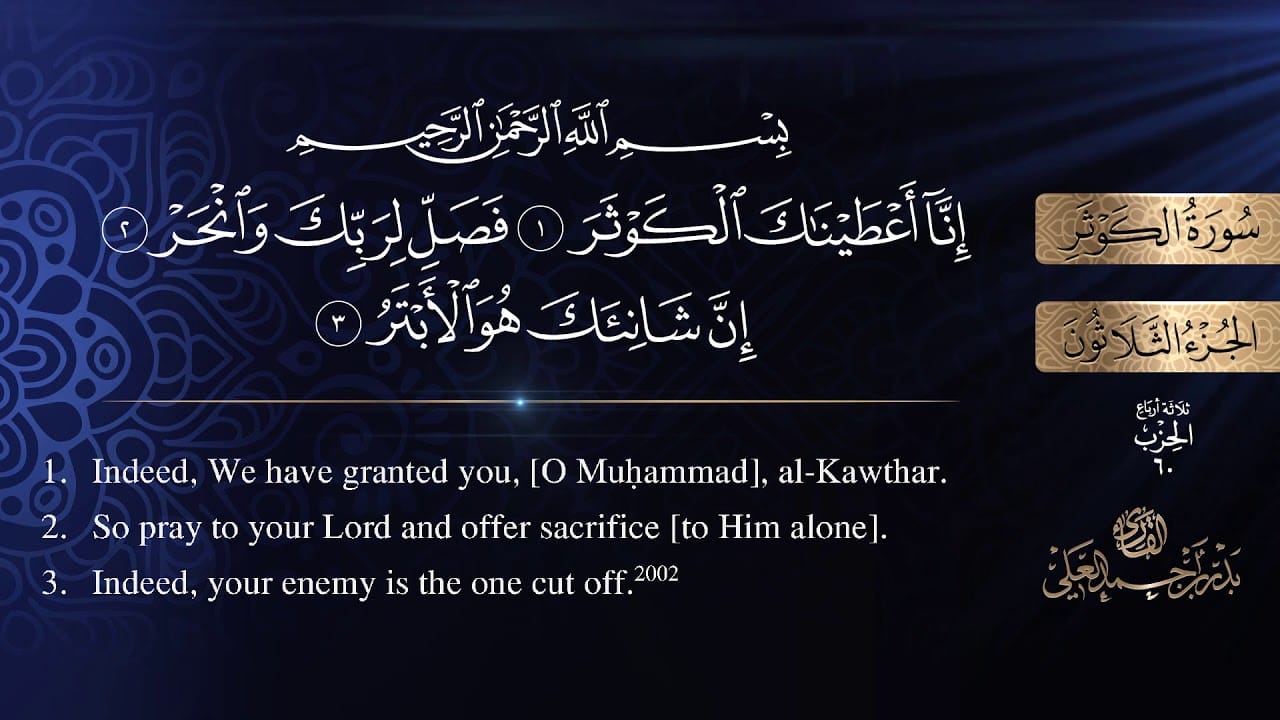 Surah Al Kawthar Transliteration