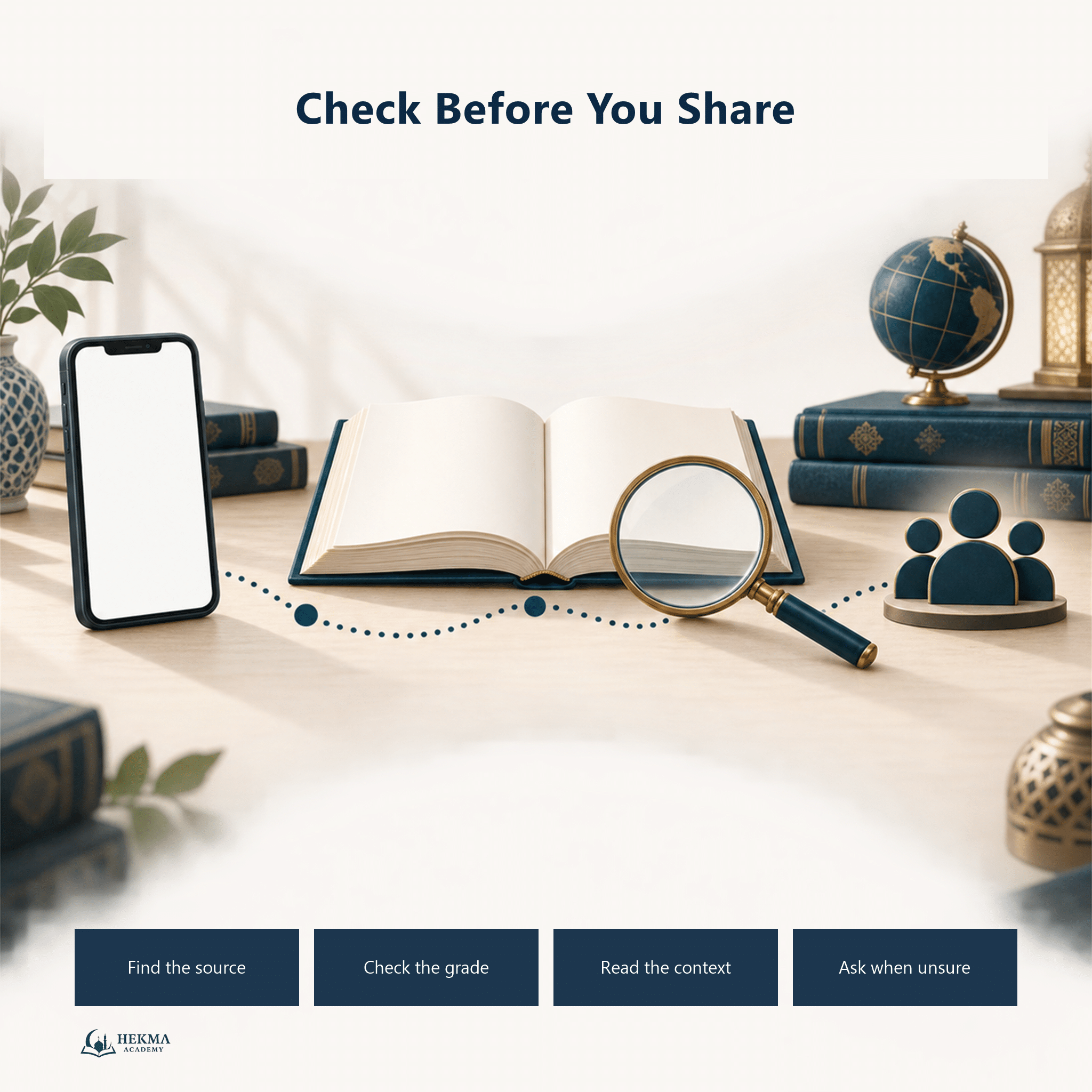 A calm path from a blank message to source checking and scholarly guidance