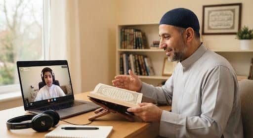 Quran tutor teaching a student online