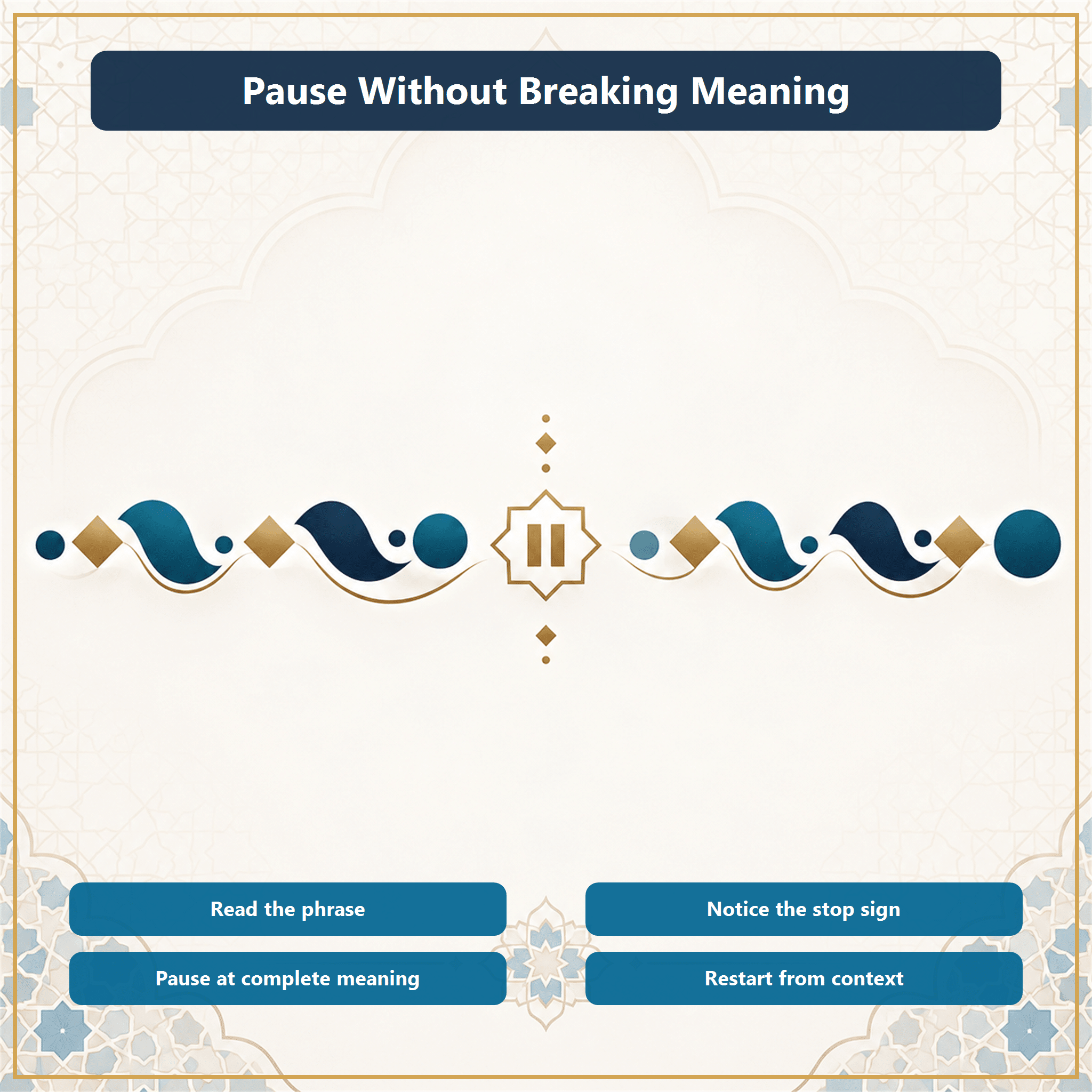 Editorial illustration showing a complete phrase, a meaningful pause, and a contextual restart
