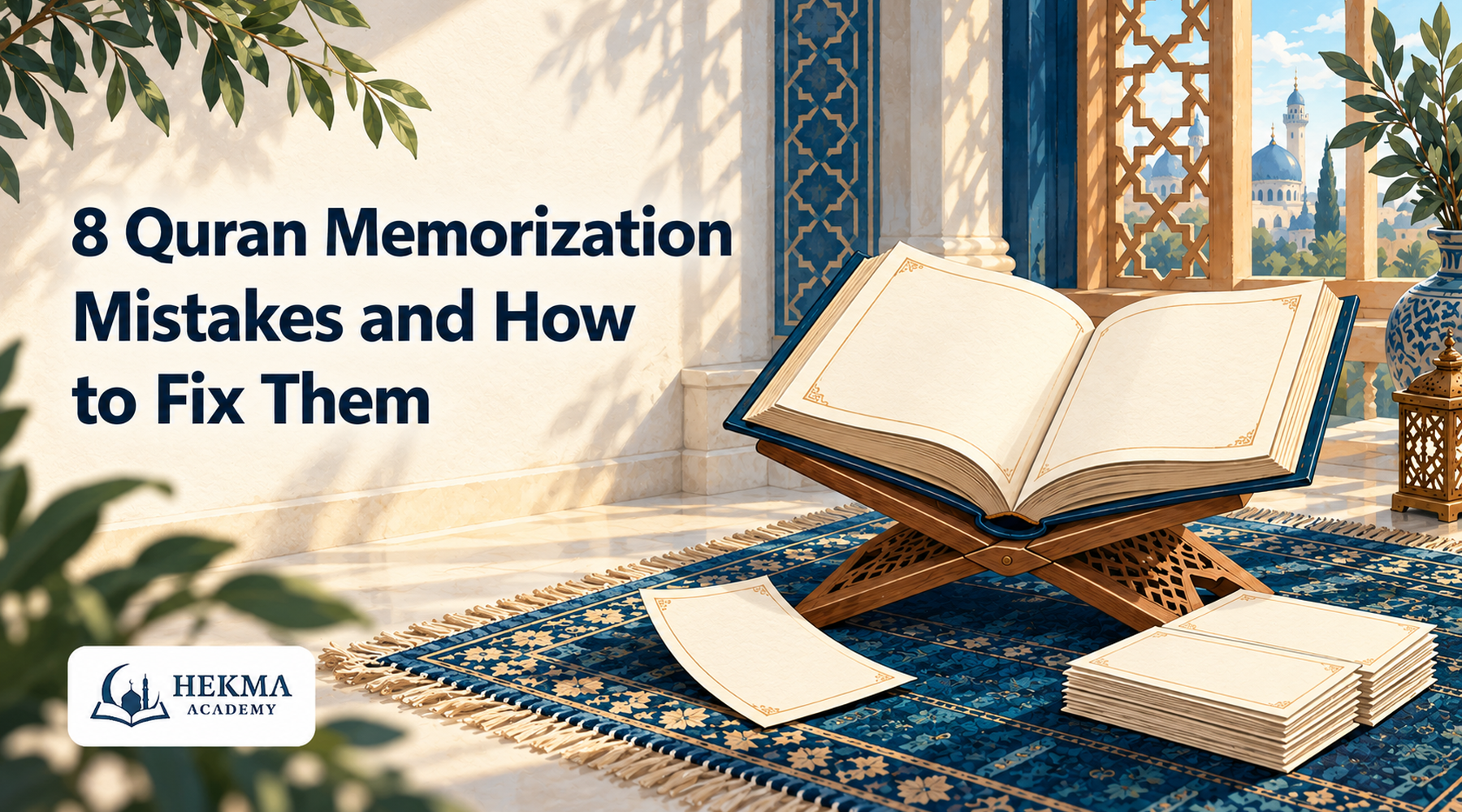 Illustrated cover for 8 Quran Memorization Mistakes and How to Fix Them